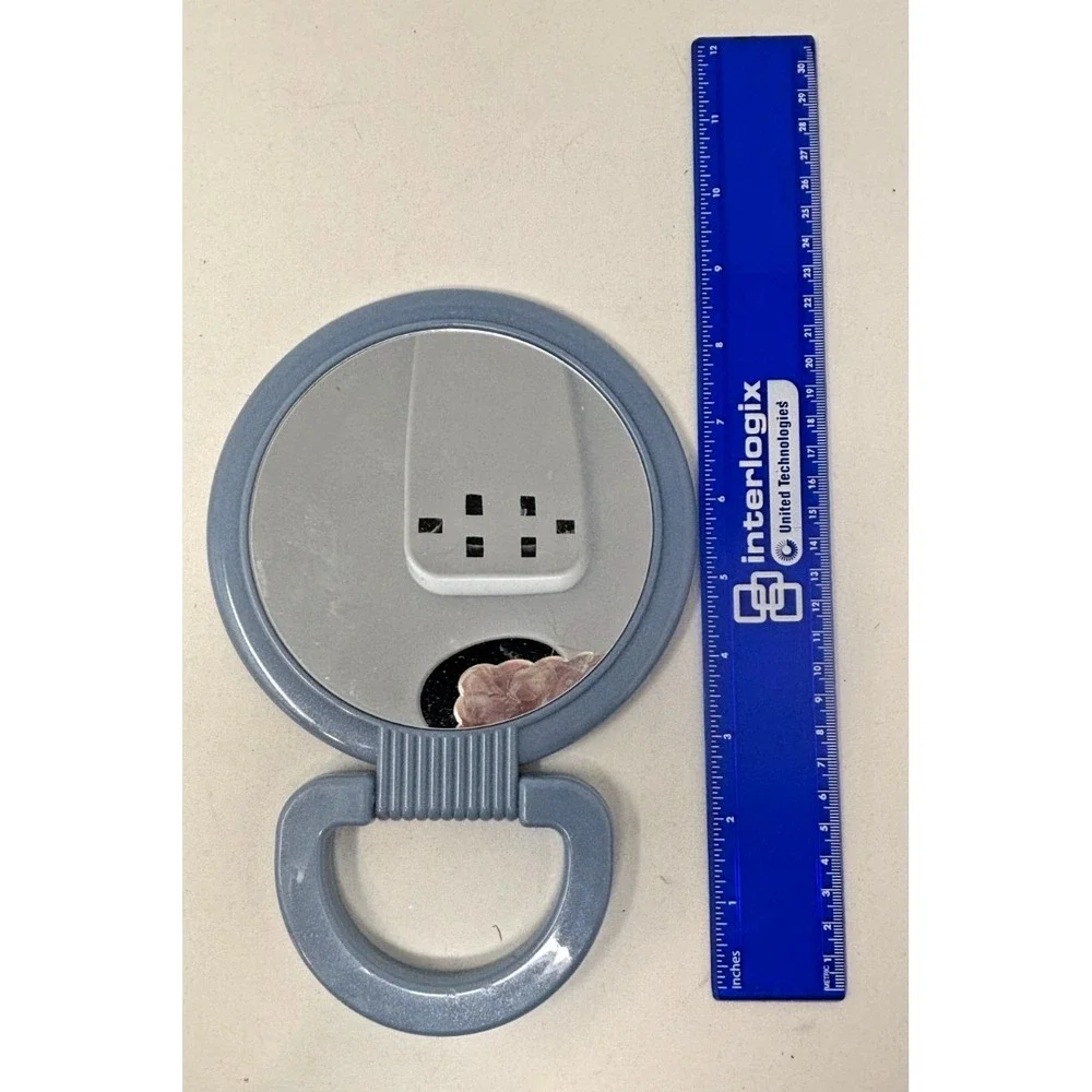 Vintage Scünci Blue Handheld Mirror‎ Plastic Travel Vanity Mirror